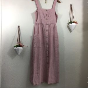 Rachel Zoe pink linen button midi dress